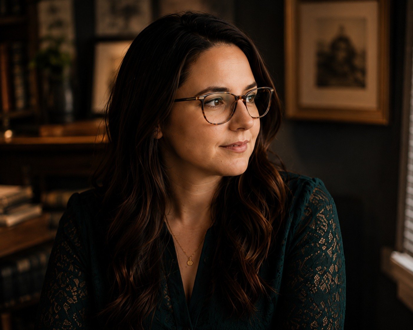 Audrey Valez at her desk